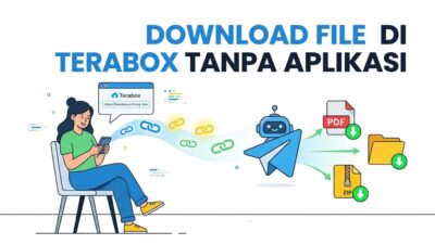 Ilustrasi langkah demi langkah tentang cara download file di terabox tanpa aplikasi menggunakan perantara bot Telegram yang cepat.