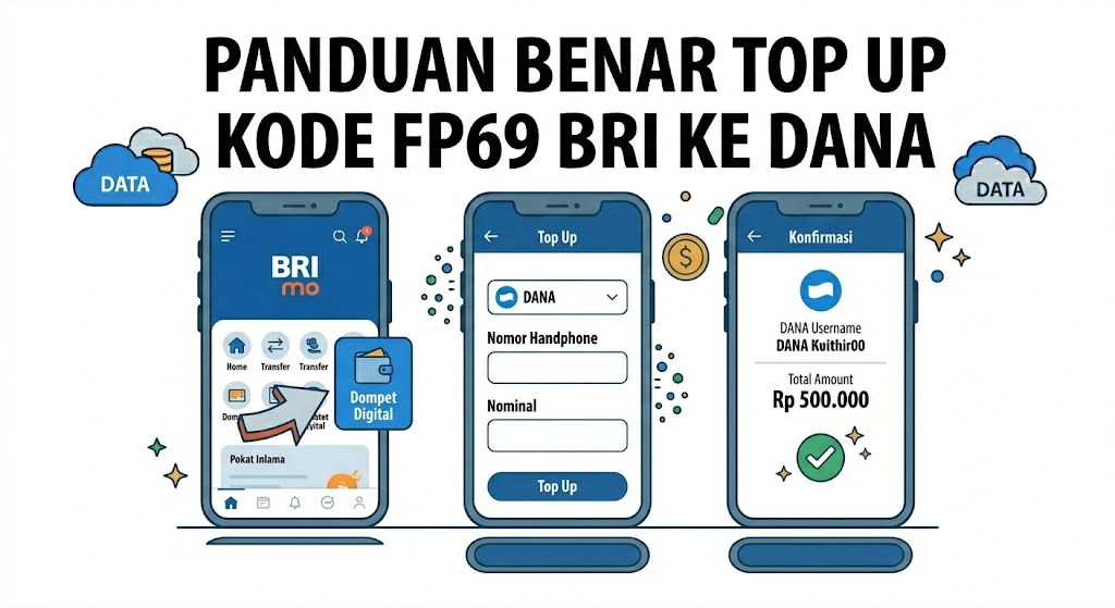 panduan lengkap cara melakukan top up DANA dari BRImo yang benar untuk menghindari error kode fp69 bri ke dana, menunjukkan langkah-langkah di aplikasi.