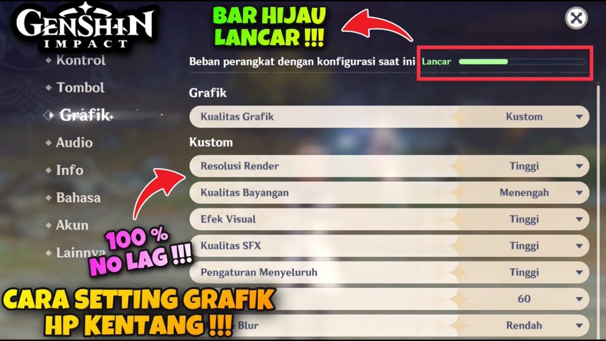 Mengatur setting grafis Game RPG cross platform agar berjalan mulus tanpa lag di hape dan komputer